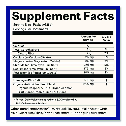 Blueshift Electrolyte Lemon Raspberry Drink Mix, 0.24 oz Packets, 10/Pack, 2 Packs/Carton (60004165)