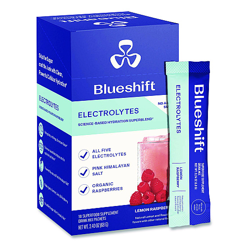Blueshift Electrolyte Lemon Raspberry Drink Mix, 0.24 oz Packets, 10/Pack, 2 Packs/Carton (60004165)