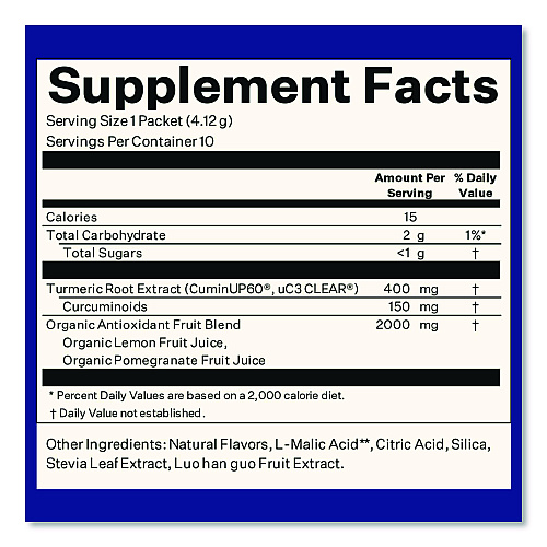 Blueshift Turmeric Citrus Medley Drink Mix, Citrus Medley Flavor, 0.16 oz Packets, 10/Pack, 2 Packs/Carton (60004166)