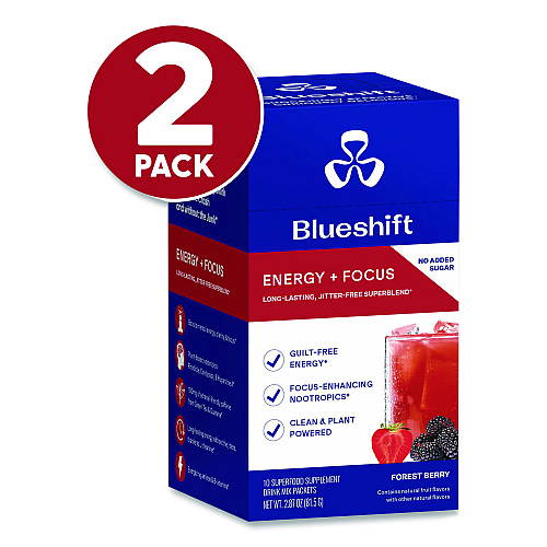 Blueshift Energy and Focus Forest Berry Drink Mix, 0.24 oz Packets, 10/Pack, 2 Packs/Carton (60004167)