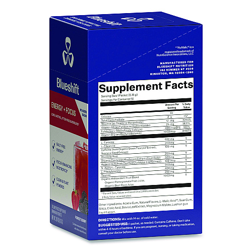 Blueshift Energy and Focus Forest Berry Drink Mix, 0.24 oz Packets, 10/Pack, 2 Packs/Carton (60004167)