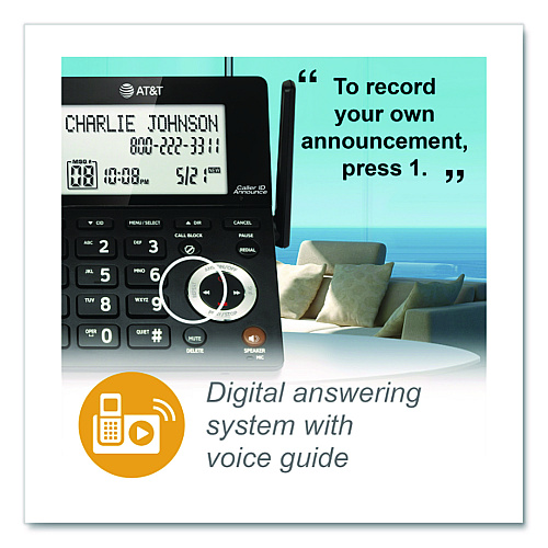 AT&T CL84207 Corded/Cordless Phone, Corded Base Station and 2 Additional Handsets, Black/Silver