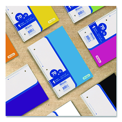 BAZIC Spiral Notebooks, 1-Subject, Wide/Legal Rule, Randomly Assorted Cover Color, (70) 10.5 x 8 Sheets (538)