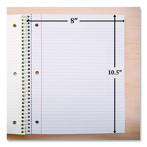 BAZIC Spiral Notebooks, 1-Subject, Wide/Legal Rule, Randomly Assorted Cover Color, (70) 10.5 x 8 Sheets (538)