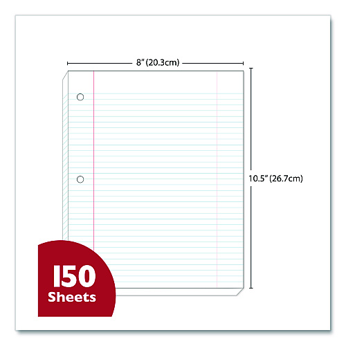 BAZIC Filler Paper, Side: 3-Hole Punched, Wide/Legal Rule, 150/Pack (568)