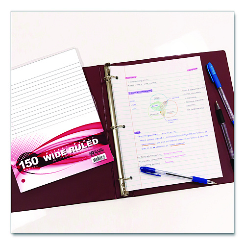 BAZIC Filler Paper, Side: 3-Hole Punched, Wide/Legal Rule, 150/Pack (568)