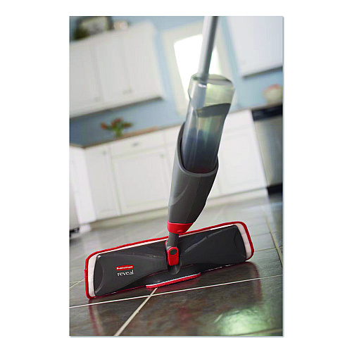 Rubbermaid Commercial Reveal Microfiber Spray Mop Kit, Microfiber Head, 54.5" Silver/Black Handle (1M15GRYRD)
