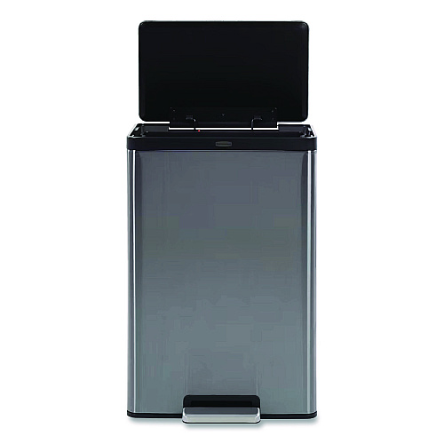 Rubbermaid Elite Step-On Trash Can, 12 gal, Metal, Charcoal Stainless Steel/Black (2112520)