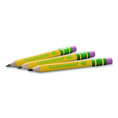 Ticonderoga My First Short Pencil with Eraser, 3.6 mm, HB (#2), Black Lead/Yellow Barrel, 36/Pack (X331360001)