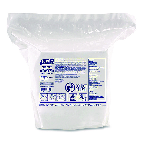 PURELL Surface Multi-Purpose Disinfecting Wipes, 1-Ply, 5 x 7, Fresh Citrus, White, 2/Carton (910302CT)
