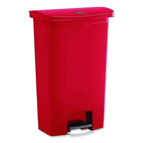 Rubbermaid Commercial Slim Jim Streamline Resin Step-On Container, 24 gal, Resin, Red (1883570)