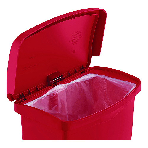 Rubbermaid Commercial Slim Jim Streamline Resin Step-On Container, 24 gal, Resin, Red (1883570)