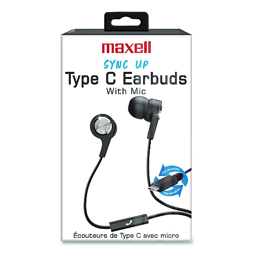 Maxell USB-C Earbuds, Black (199261)
