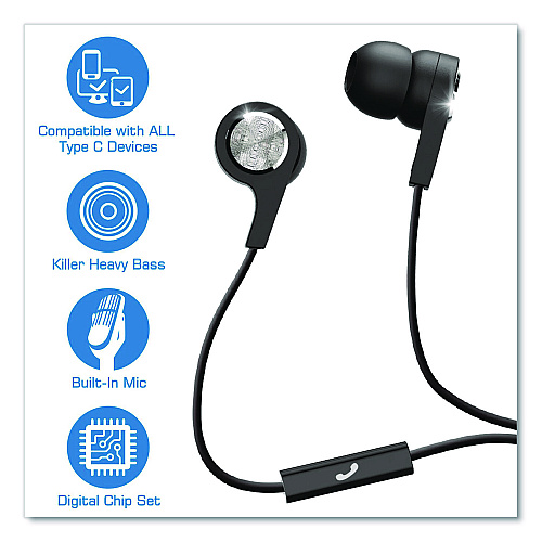 Maxell USB-C Earbuds, Black (199261)