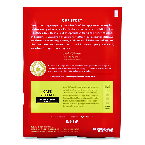 Community Coffee Cafe Special, 2.5 oz Packet, 40/Carton (CCI15104)