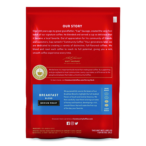 Community Coffee Breakfast Blend, 2.5 oz Packet, 40/Carton (CCI15505)