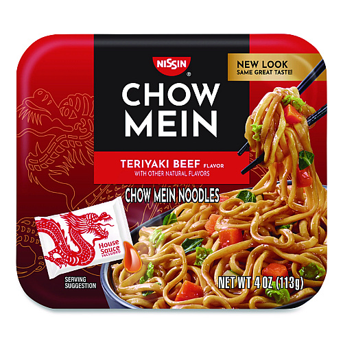 Nissin Teriyaki Beef Chow Mein Noodles, 4 oz Bowl, 8/Carton (NIS08723)