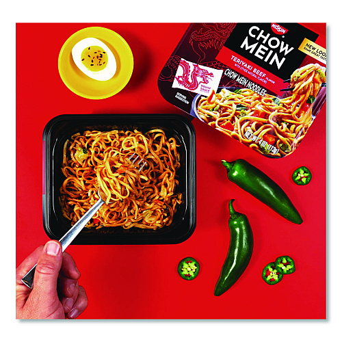 Nissin Teriyaki Beef Chow Mein Noodles, 4 oz Bowl, 8/Carton (NIS08723)