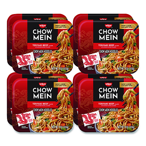 Nissin Teriyaki Beef Chow Mein Noodles, 4 oz Bowl, 8/Carton (NIS08723)