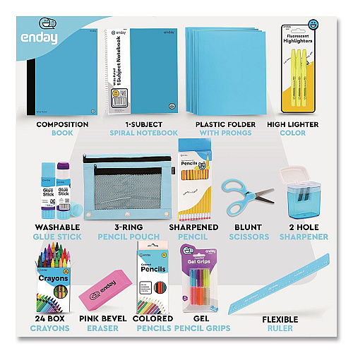 enday Back to School Supplies Kit for Grades K-5, Blue (1314)