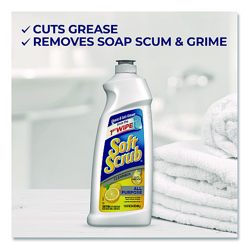 Soft Scrub All Purpose Cleanser, Lemon Scent, 24 oz Bottle, 8/Carton (07224)