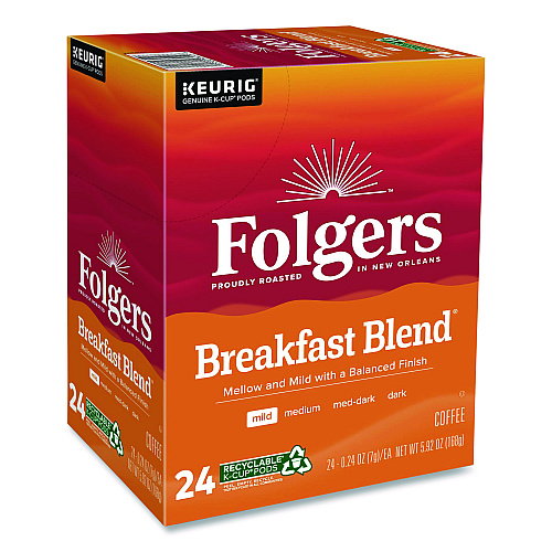 Folgers Breakfast Blend Coffee K-Cup, 24/Box, 4 Boxes/Carton (0448CT)