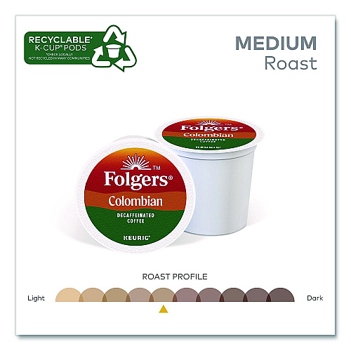 Folgers Colombian Decaf K-Cups, 24/ Box, 4 Boxes/Carton (0570CT)