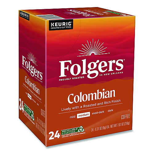 Folgers 100% Colombian Coffee K-Cups, 24/Box, 4 Boxes/Carton (6659CT)