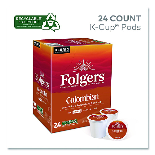 Folgers 100% Colombian Coffee K-Cups, 24/Box, 4 Boxes/Carton (6659CT)