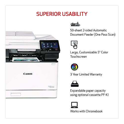 Canon imageCLASS MF753Cdw Wireless Multifunction Laser Printer, Copy/Fax/Print/Scan (5455C010)