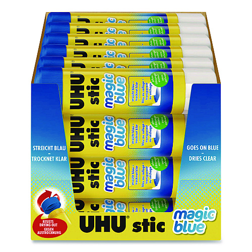Staedtler Glue Stick, 8.2 g, Applies Blue, Dries Clear, 24/Pack (9U9960102)