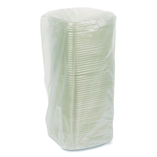 Pactiv EarthChoice Recycled PET Container Lid, for 6" Square RPET Containers, 6.25 x 0.39 x 6.25, Clear, Plastic, 360/Carton (6SFLY)