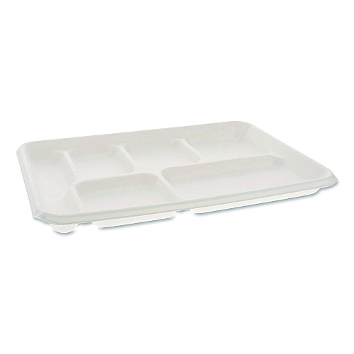 Pactiv Compostable Fiber Blend School Lunch Tray, Heavy Duty, 8 x 12 x 1, White, 250/Carton (MC50601)