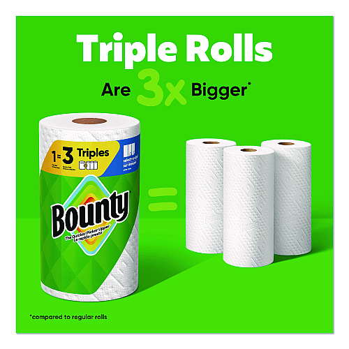 Bounty Select-a-Size Kitchen Roll Paper Towels, 2-Ply, 5.9 x 11, White, 123 Sheets/Triple Roll, 6 Rolls/Carton (16020)