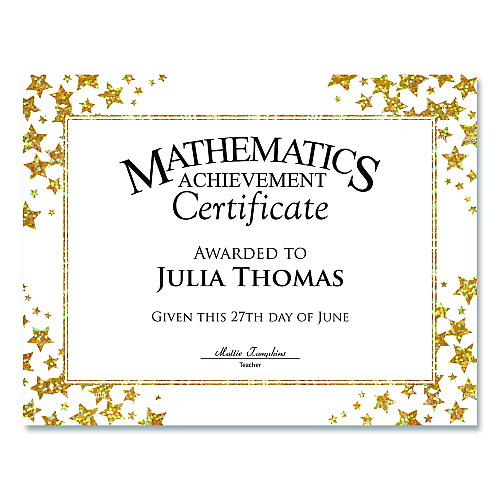 Geographics Award Certificates, 8.5 x 11, White with Gold/White Star Border, 25/Pack (49951)