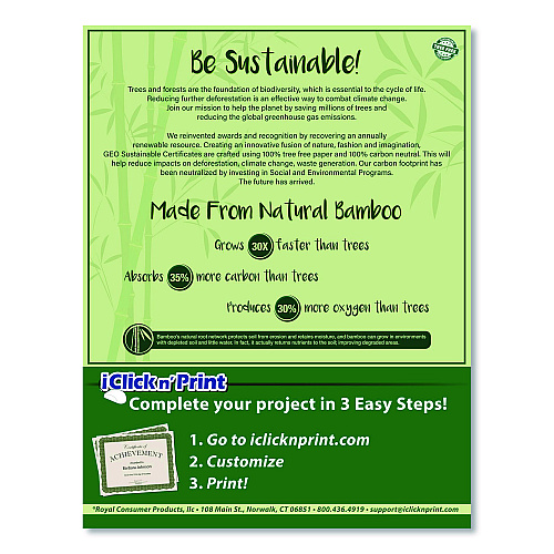 Geographics Tree Free Award Certificates, 8.5 x 11, White with Elegant Blue/Gold Border, 15/Pack (49949)