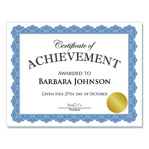 Geographics Award Certificates, 8.5 x 11, White with Braided Blue Border, 25/Pack (40725OD)