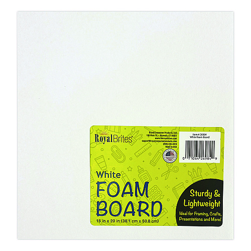 Royal Brites Foam Board, 15" x 20", 3/16" Thick, White, 10/Pack (26984)