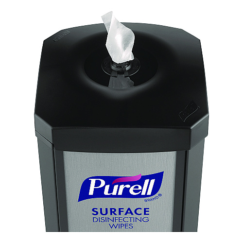 PURELL DS360 High-Capacity Surface Disinfecting Wipes Station, 1,200 Wipe Capacity, 15.5 x 15.5 x 39.6, Graphite (911701SLVSFW)