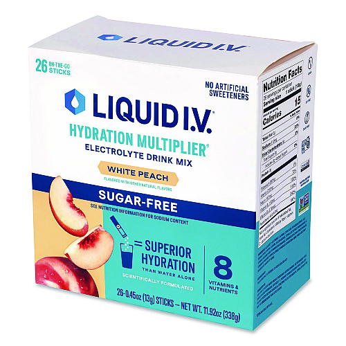 LIQUID I.V. Sugar-Free Hydration Multiplier, White Peach, 26 Packets/Box (22002515)