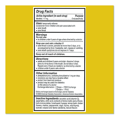 Ricola Sugar-Free Lemon Mint Herb Throat Drops, 65/Bag, 2 Bags/Pack (22002531)