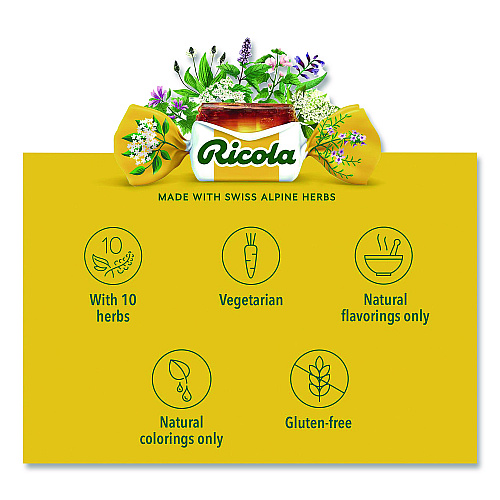 Ricola Cough Drops, Original Herb, 65/Bag, 2 Bags/Pack (22002532)