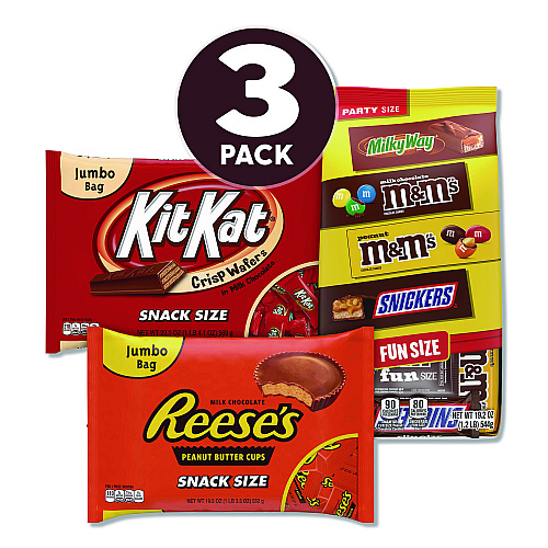 Snack Box Pros Chocolate Assortment, Assorted Fun and Snack Sizes, 3 Bags/Pack (60004179)