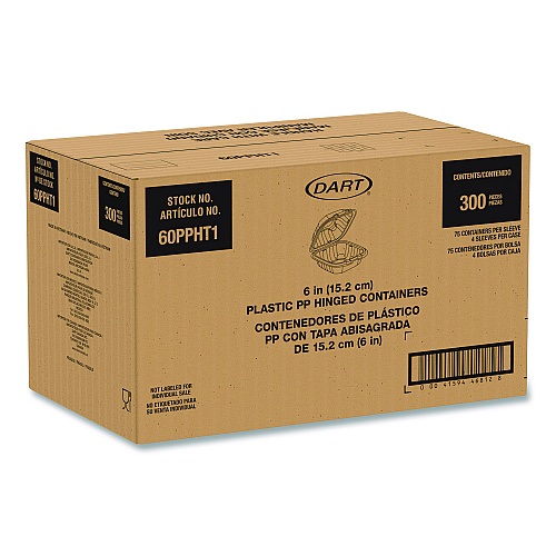 Dart Microwaveable Hinged Containers, ProPlanet, 6.31 x 6.31 x 3, Clear, Plastic, 300/Carton (60PPHT1)