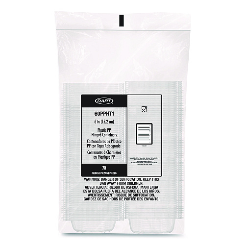 Dart Microwaveable Hinged Containers, ProPlanet, 6.31 x 6.31 x 3, Clear, Plastic, 300/Carton (60PPHT1)