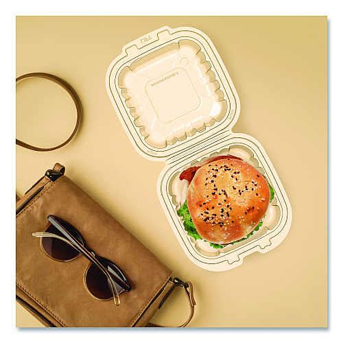 Dart Microwaveable Hinged Containers, ProPlanet, 6.31 x 6.31 x 3, Clear, Plastic, 300/Carton (60PPHT1)