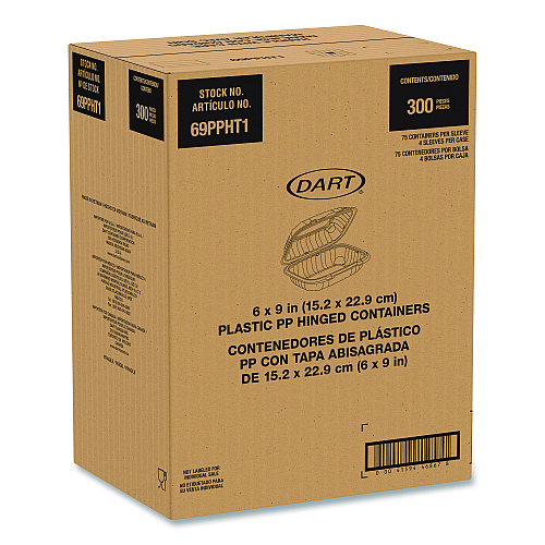Dart Microwaveable Hinged Containers, ProPlanet, 6.5 x 9 x 3, Clear, Plastic, 300/Carton (69PPHT1)