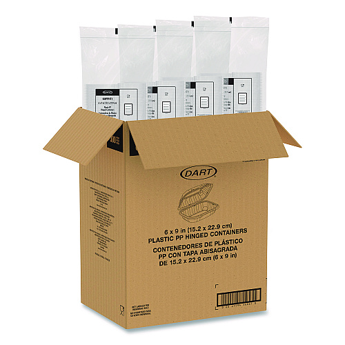 Dart Microwaveable Hinged Containers, ProPlanet, 6.5 x 9 x 3, Clear, Plastic, 300/Carton (69PPHT1)