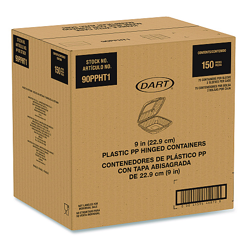 Dart Microwaveable Hinged Containers, ProPlanet, 9 x 8.75 x 3, Clear, Plastic 150/Carton (90PPHT1)