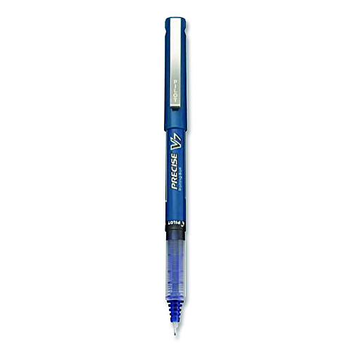 Pilot Precise V7 Rollerball Pen, Stick, Fine 0.7 mm, Blue Ink, Blue/Clear Barrel, 5/Pack (26021)